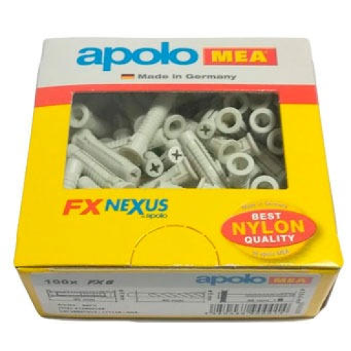 Caja 50 udes. taco nylon Nexus FX 10 mm Apolo - CELO (Apolo) 910FX -  Accesorios Herraje - Desde 4.59€ - Comprar online