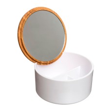 Caja almacenamiento con espejo baño bambu-blanco colección 'natureo'