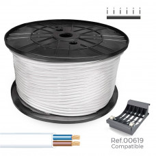 Carrete cable manguera plana blanca 2x1,5mm 400m (audio) (bobina grande ø400x200mm)