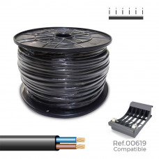 Carrete cable manguera plana negra 2x1mm 500m (audio) (bobina grande ø400x200mm)