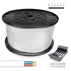 Carrete cable manguera plana blanca 2x1mm 500m (audio) (bobina grande ø400x200mm)