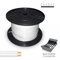 Carrete cable paralelo (audio) 2x1,5mm blanco 500m (bobina grande ø400x200mm)