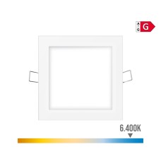 Mini downlight led empotrable cuadrado 6w 6400k luz fria. color blanco 11,7x1x11,7cm edm