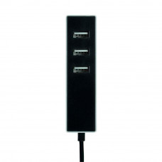 Adaptador 3 conectores usb a con fijación 1,5 m negro