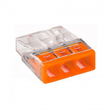 Conector rápido 3 conductores rígidos, ø máximo 2,5 mm², transparente / naranja