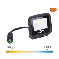Foco proyector led 10w 800lm 6400k luz fria black series 9,2x8,1x2,7cm edm