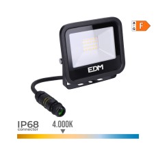 Foco proyector led 20w 1520lm 4000k luz dia black series 12,4x10,6x2,8cm edm