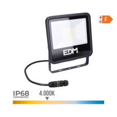 Foco proyector led 50w 4000lm 4000k luz dia black series 19,2x2,9x17,5cm edm