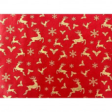 Rollo de papel de regalo renos, formato tienda, color rojo, 70 cm x 50 m