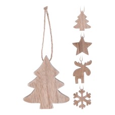 Adorno navideño colgante madera 10cm colores / modelos surtidos