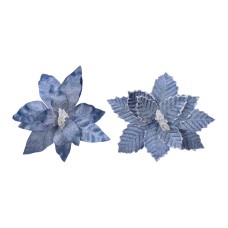 Flor de pascua azul de poliester efecto congelado ø34x6cm colores/modelos surtidos