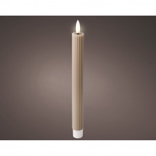 Pack de 2 unidades de vela led color gris claro, superficie rallada, ø2,2x24,5cm. lumineo