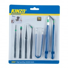 Pack 7 pinzas de precisión de acero para herramientas. kinzo