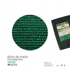 Rollo de malla de ocultacion color verde 90g 2x10m edm
