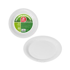 Pack con 25 unid. platos de postre de carton blancos ø18cm best products green