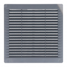 Rejilla ventilación cuadrada con tapones y mosquitera 200x200x7mm abs gris