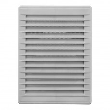 Rejilla ventilacíón rectangular empotrable con mosquitera abs 135x205mm gris