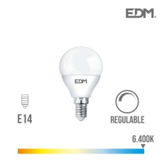 Bombilla esferica led - regulable - e14 - 5,5w - 500 lumens - 6400k - luz fria - edm